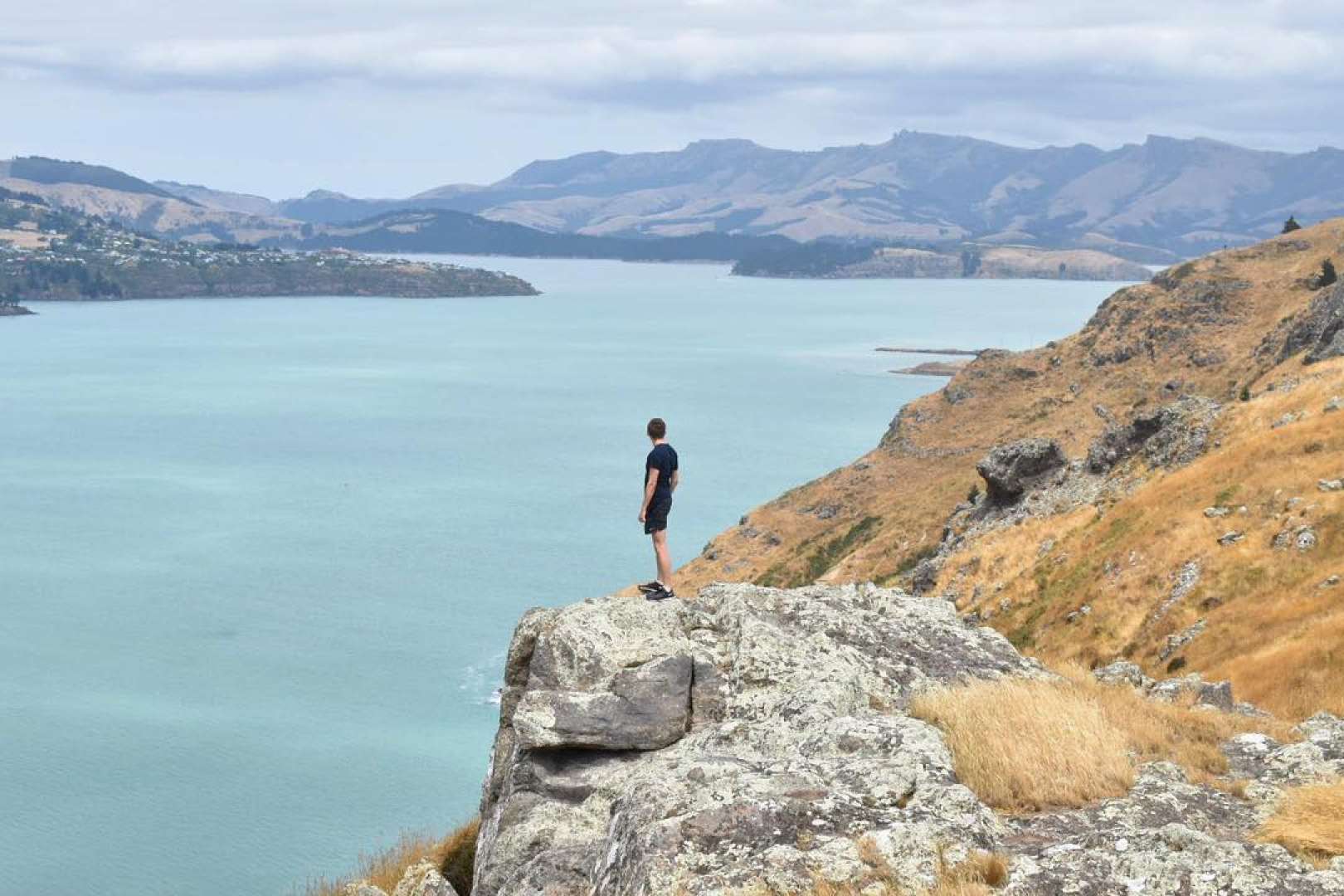 Rugged Christchurch area coastline above massive sea cliffs